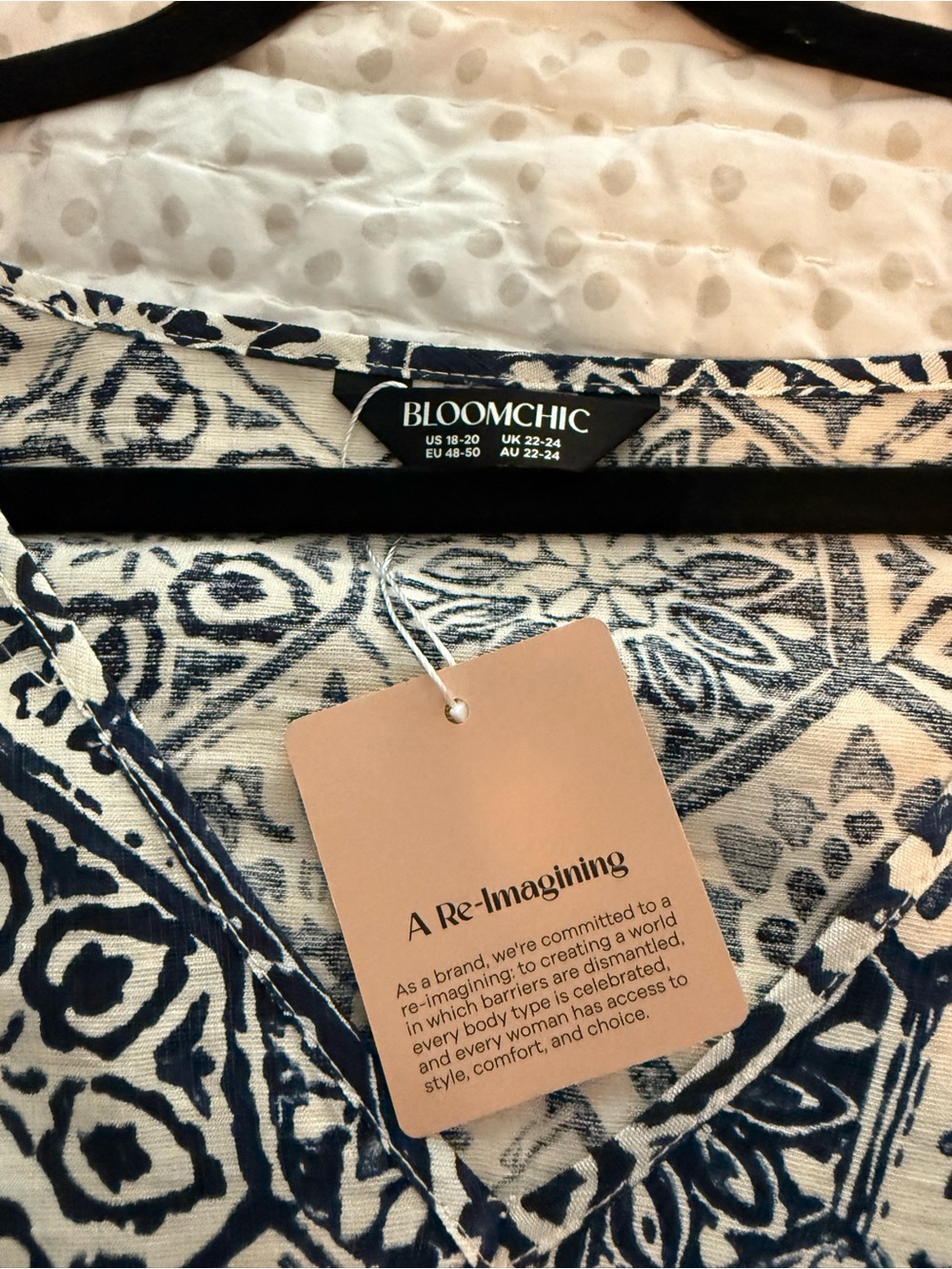 BloomChic Navy & White Geometric Print Dress with Tag - Picture 5 of 15